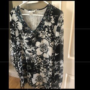 Black and white flowered dress with jewels